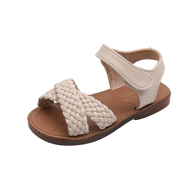 Summer New Children's Woven Sandals Kids Fashion Casual Shoes Open-toe Korean Soft-soled Beach Shoes Non-silp Baby Girls