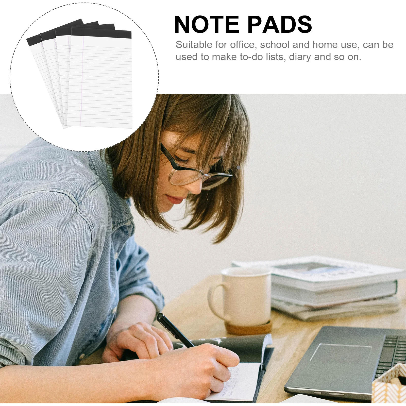 

TOVINANNA Legal Pads 4 Pack A5 Wide Ruled Tearable Notepads for Office Work Memo Stationery Daily Notes