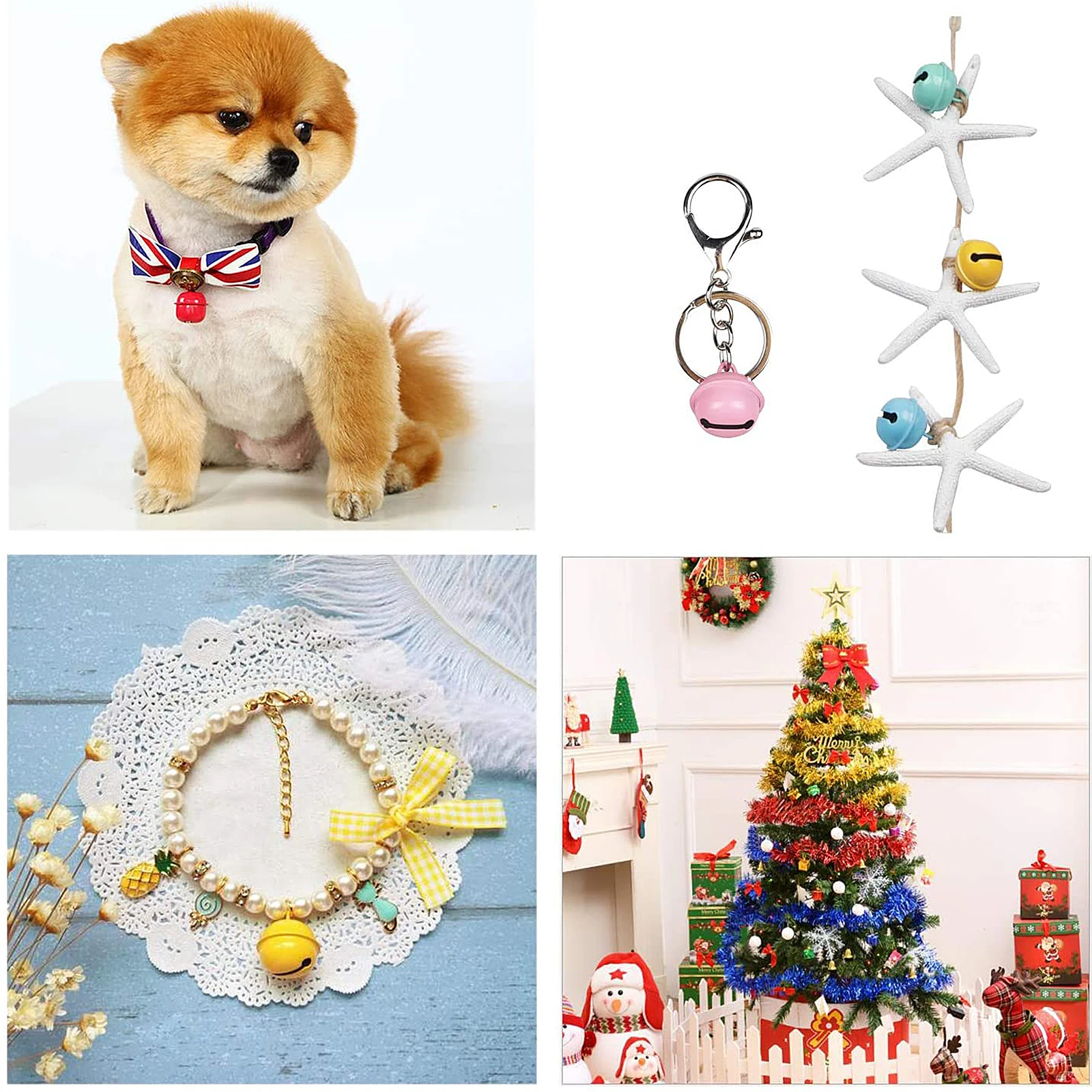 

50 Pcs Backpack Color Bell Jingle Iron Dog Collar Pendant Pendants for Jewelry Making