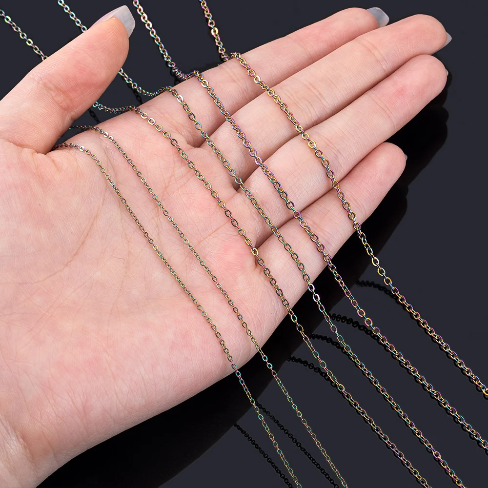 2 متر اللون الفولاذ المقاوم للصدأ شقة الصليب O على شكل سلسلة الأساسية DIY بها بنفسك البند سلسلة سوار الجسم سلسلة رئيس حلية الملحقات