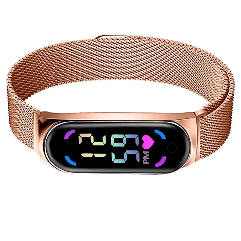 2024 New LED Women Watch Magnetic Watchband Strap Waterproof Touch Feminine Clock Fashion Digital Wristwatches