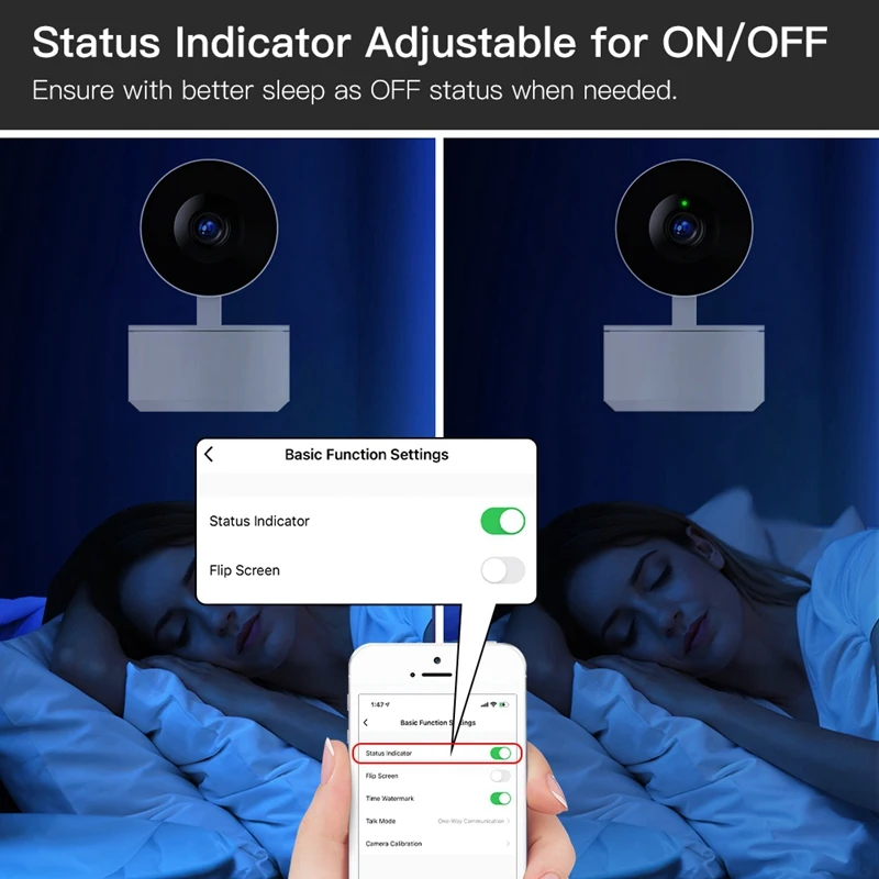 Kamera keamanan nirkabel, mesin keamanan dengan penglihatan malam deteksi gerakan, mesin kepala goyang rumah pintar Wifi Tuya
