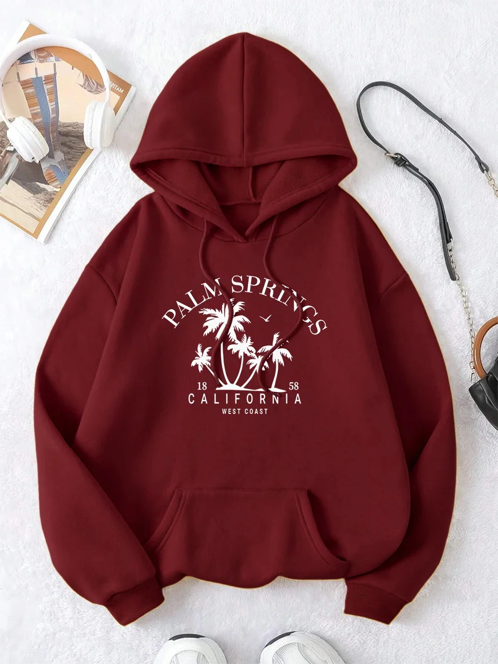 

Palm Springs 1858 California West Coast Streetwear Men's and Women's Hoodies Autumn Hoodies Fashion Oversized Clothing Couple