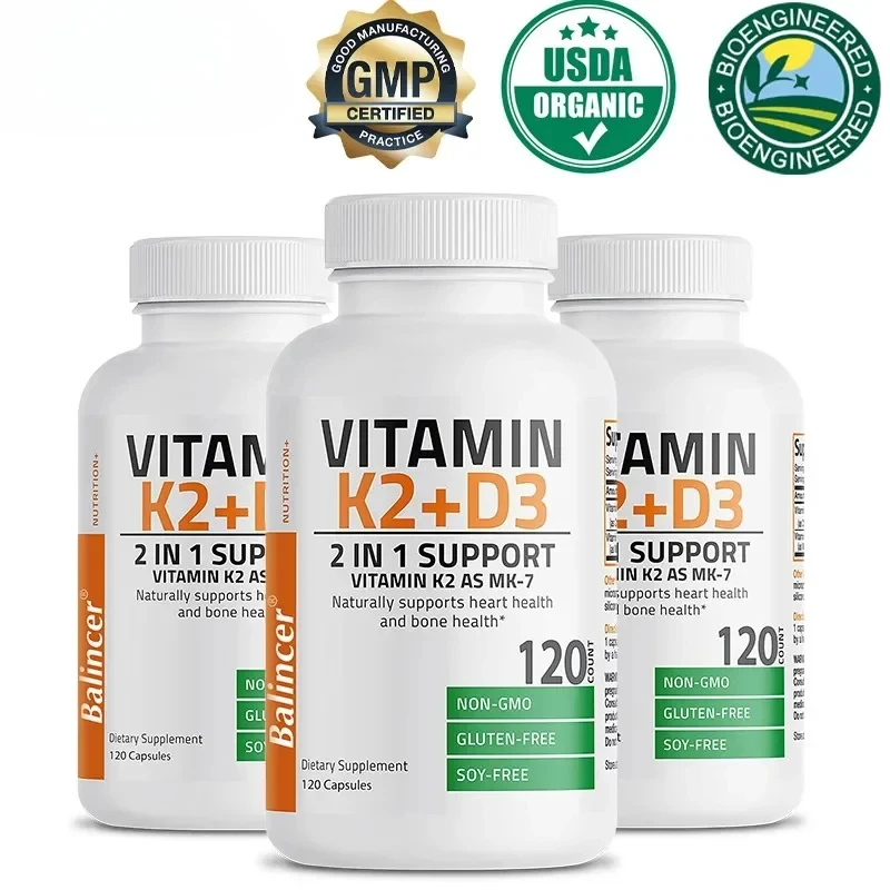 Organische vitamine K2 (MK-7) 900 mg +D3 5000 IE 2-in-1 ondersteuningssupplement - Efficiënte absorptie - Algemene immuniteitsgezondheid