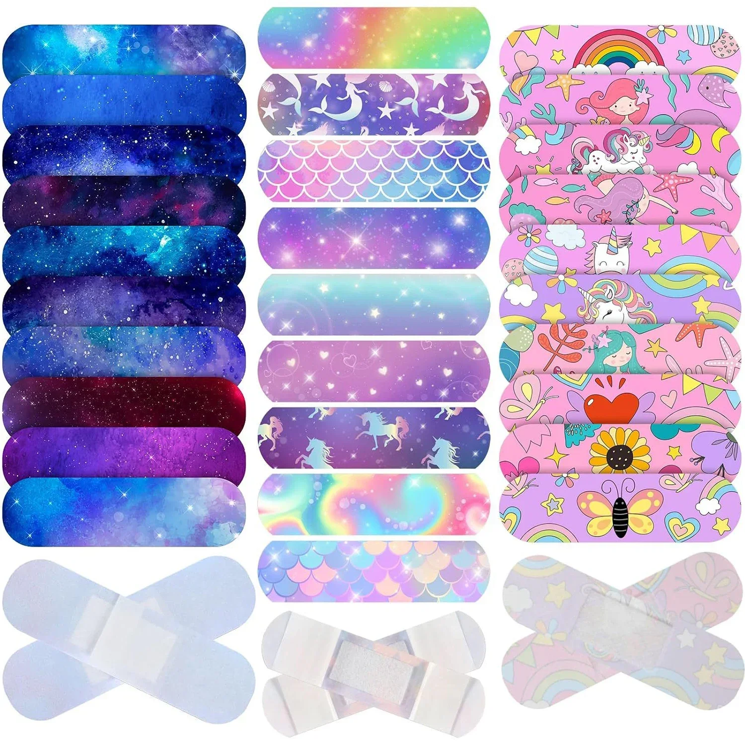 New 10pcs Starry Night Sky Mermaid Horse Band Aid Cartoon Wound Plasters for Kids Children Girls Dressing Patch Adhesive Bandage