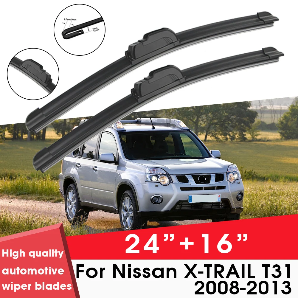 

Car Wiper Blade Blades For Nissan X-TRAIL T31 2008-2013 24"+16" Windshield Windscreen Clean Rubber Silicon Cars Wipers