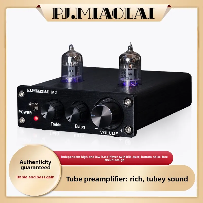 CHN PJ.MIAOLAI-M2 Home Desktop Front Electronic Tube Fever HiFi Gallbladder Front Level High Bass Adjusting Power Amplifier Audi