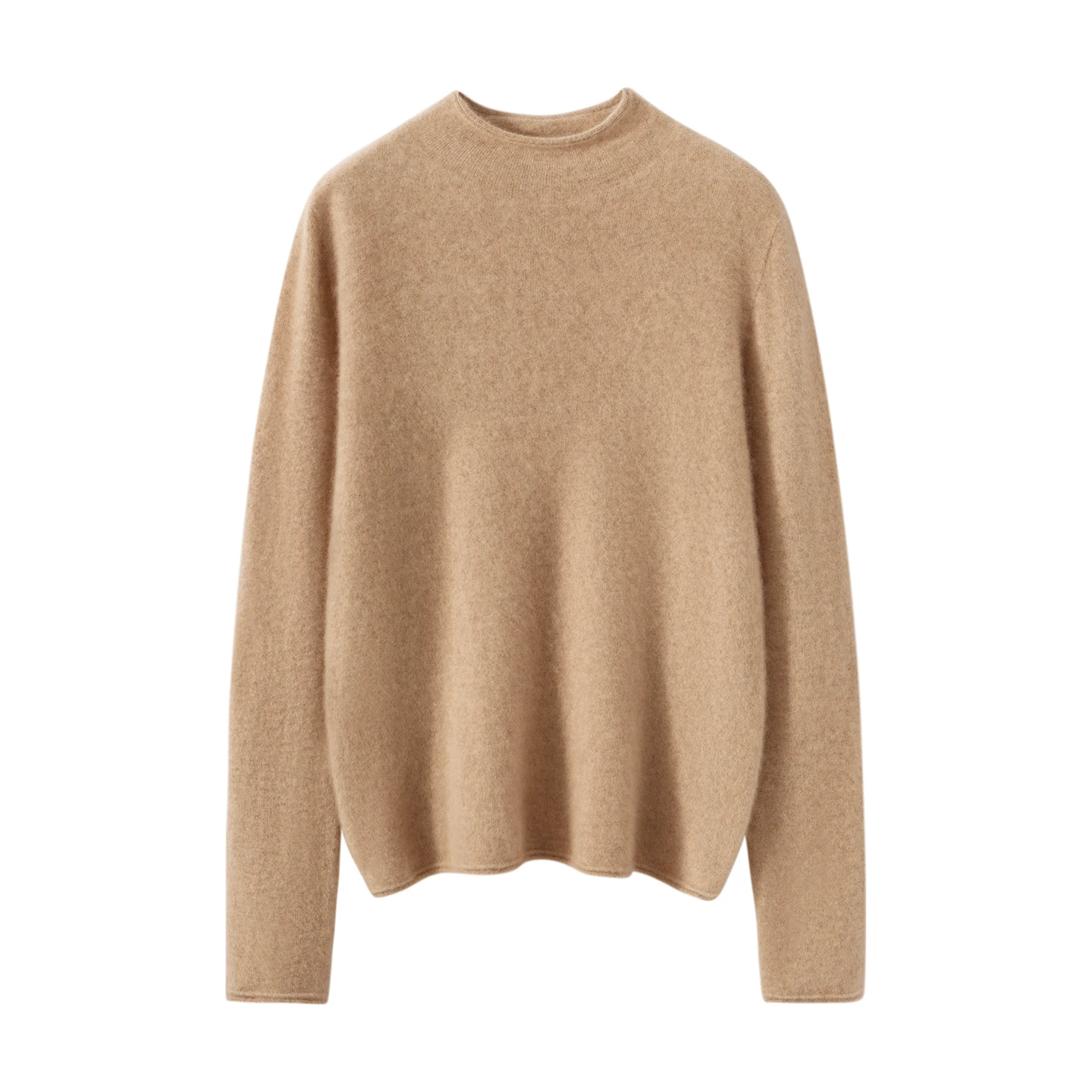 

Женский пуловер из 100% чистого кашемира, повседневный однотонный вязаный свитер, свободный базовый женский джемпер с полувысоким воротником для тепла