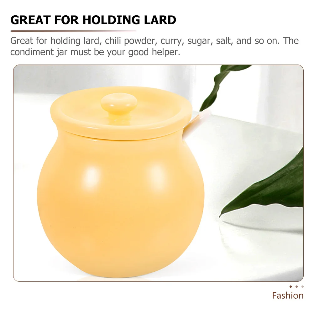 

1Set Ceramic Lard Jar Lovely Seasoning Container for Kitchen Home Decor Spice Storage Premium Condiment Jar Set