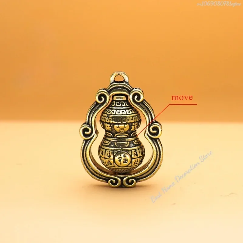 Brass Gourd Buddha Sutra Bell Pendant Keychain Hanging Necklace Jewelry Pill Box Medicine Case Container Bottle Keychain Antique