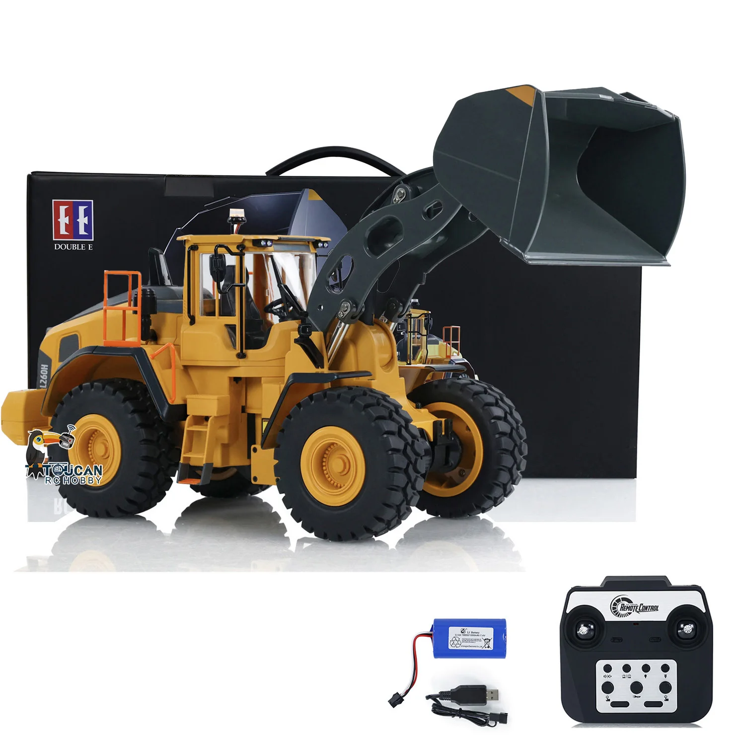 Stock en EE. UU. Doble E L260H RC cargador 1/16 E592 cargador eléctrico coches de Control remoto sonido rotación luz juguete niño camiones de construcción