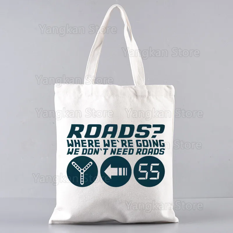 

Back To The Future Canvas Bag Casual Large Hand Bags Shopping Handbag Print Large Capacity Bag