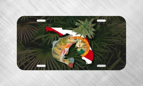 Florida Miami Peacock Bass Palmetto Camo License Plate Auto Car Tag FREE SHIP Aluminum