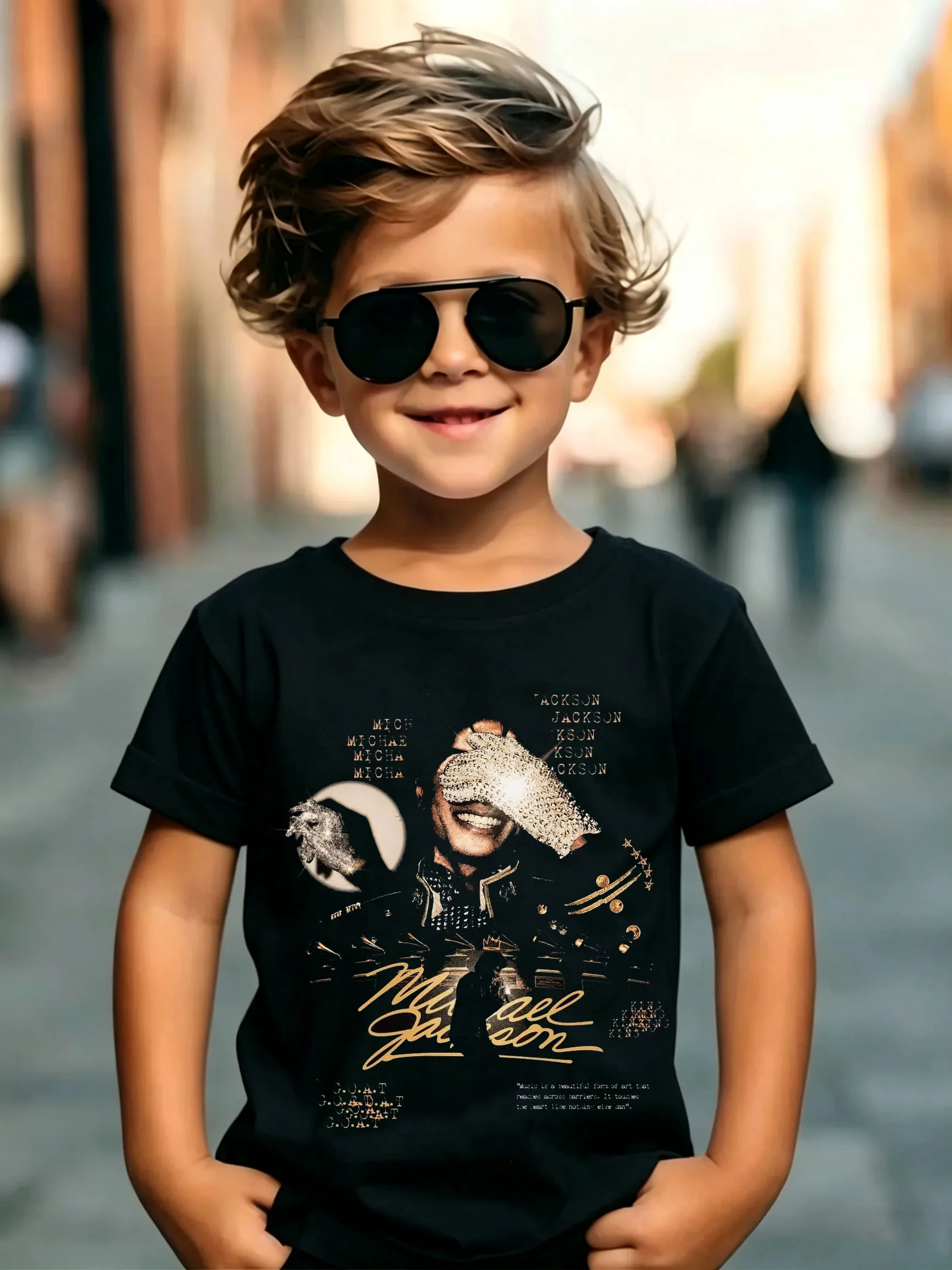 Michael Jackson Modern Redesign T-shirt Men and Women Summer Cotton Y2K Clothing Fashion Round Neck Short Sleeved Tee Fan Gifts