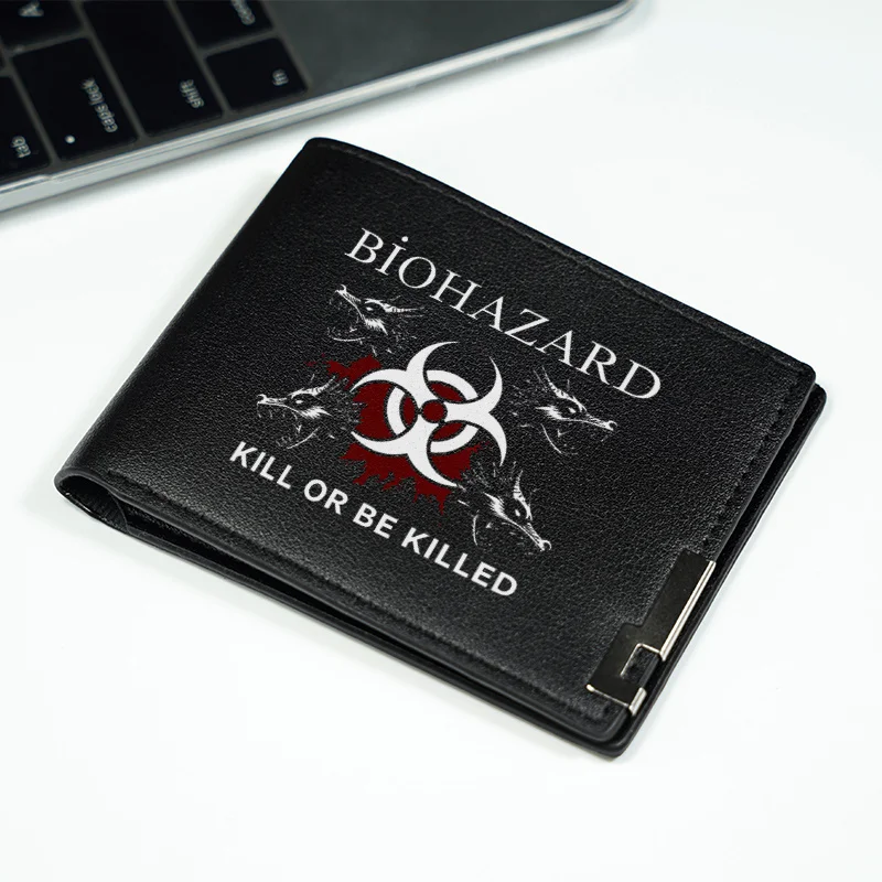 BIOHAZARD DESIGN ICÔNICO MEN'S SLIM WALLET PU LEATHER LIGHTWEIGHT DURÁVEL ACESSÓRIA DE MODA DE BUSINESS PARA uso diário