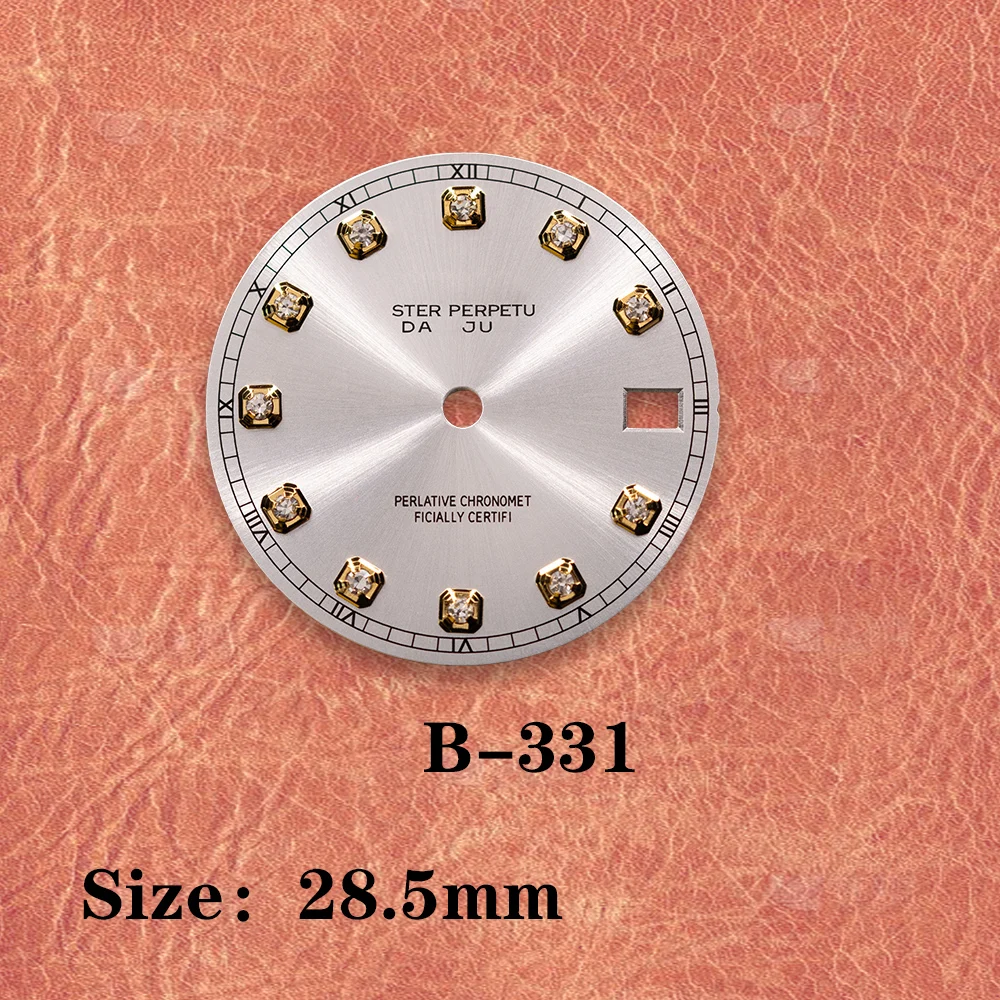 28.5mm S Logo New Diamond brown Sunray Dial Suitable For NH35/NH36 Japan Movement Watch Modification Accessories view 4