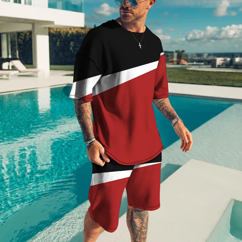 Conjunto de camiseta con estampado 3D para hombre, traje de 2 piezas con pantalones cortos informales para la playa, chándal Popular callejero, novedad de 2022