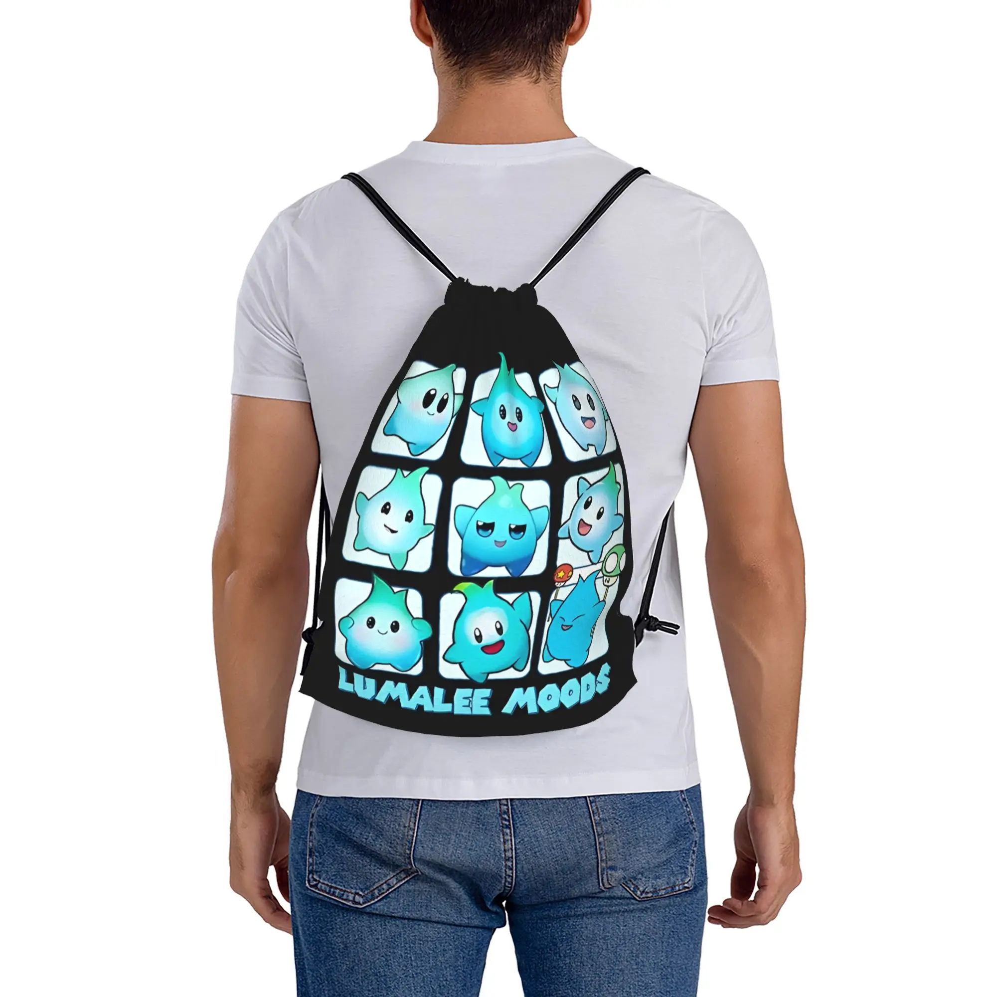 Lumalee 4  Portable Shopping Drawstring Backpack Riding Backpack Gym Shoes Drawstring Bags