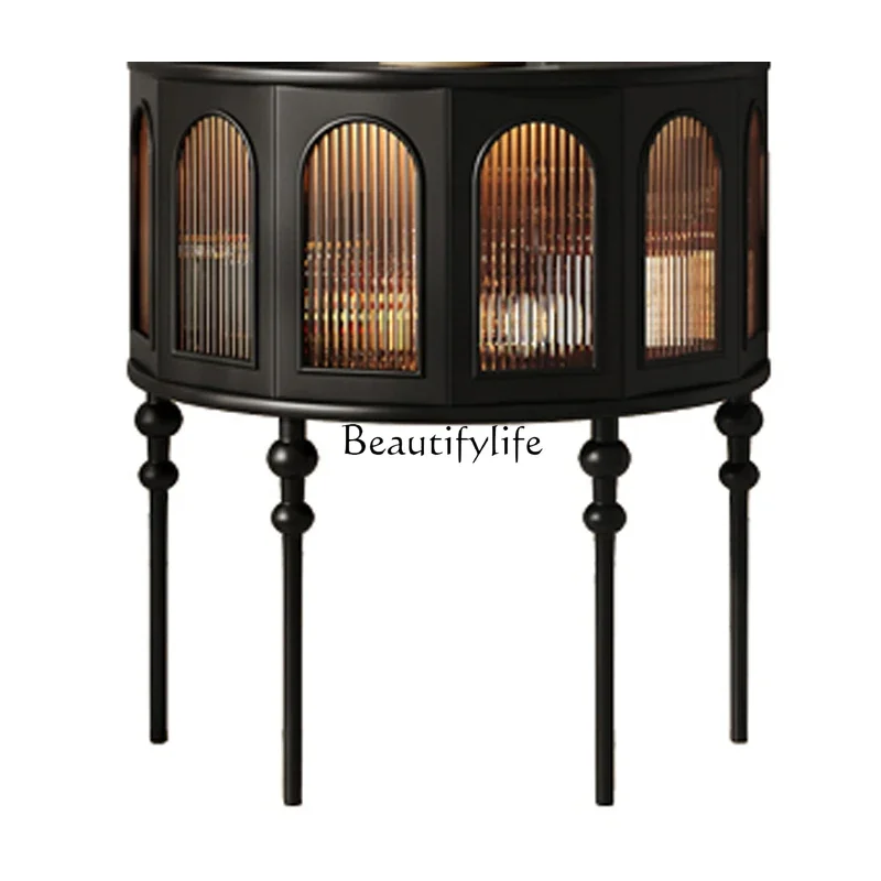 

French entrance cabinet, living room against the wall glass semi-circular decorative storage side cabinet