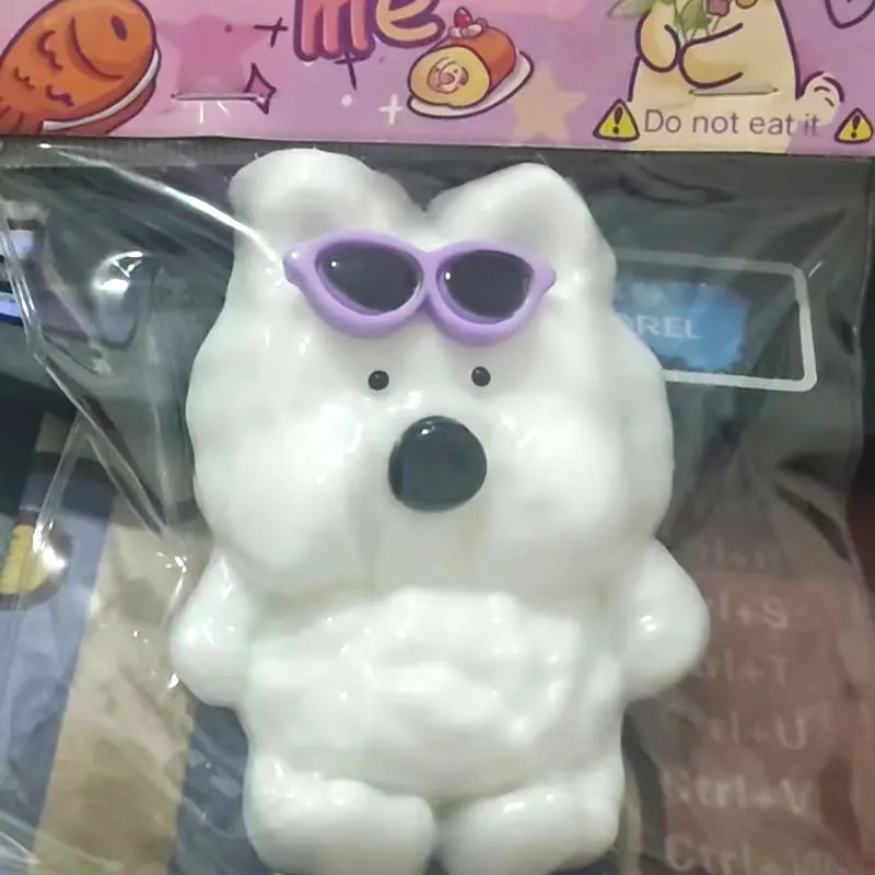 Bonito cachorro branco pequeno Fidget brinquedo, macio, Q-Bouncy, rebote lento, descompressão do escritório, filhote de cachorro dos desenhos animados, pitada música, novo, 2022