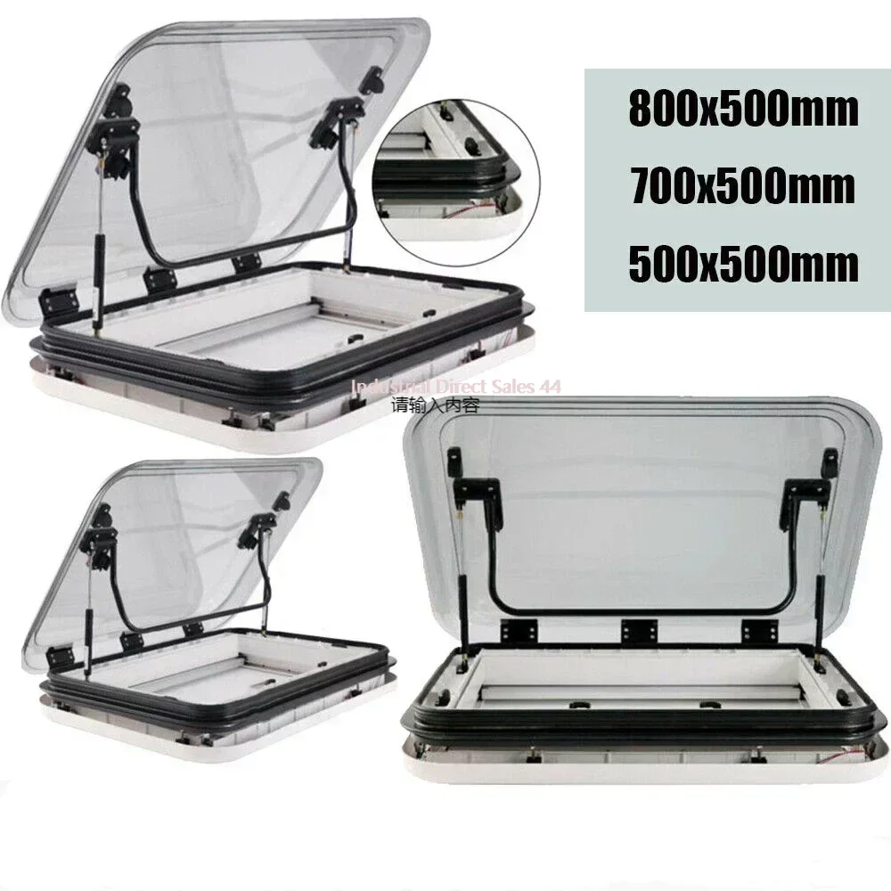 Large Caravan RV Skylight Roof Vent Hatch 3-Size with LED Light 500/700/800 x 500mm Cut Out for Camper Motorhome