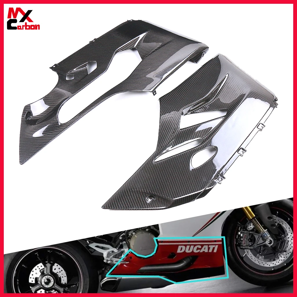 For PANIGALE 899 959 1199 1299 2014 2015 2016 2017 Motorcycle Lower Side Fairings Belly Pan Full Carbon Fiber