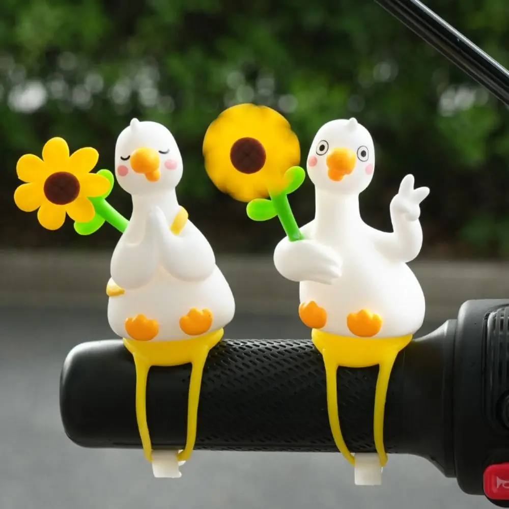 1/4Pcs Sunflower Duck Handlebar Ornament Rotating Pinwheel Easy Installation Duck Bicycle Decoration Elastic Strap