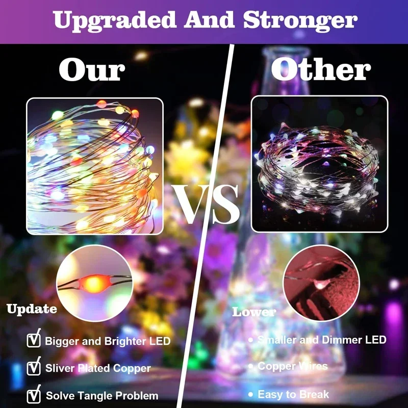 USB RGBIC สมาร์ทไฟ Fairy กันน้ํา PVC ลวดบลูทูธจับเวลาสีสัน Ball String Light ตกแต่งคริสต์มาสปาร์ตี้งานแต่งงาน