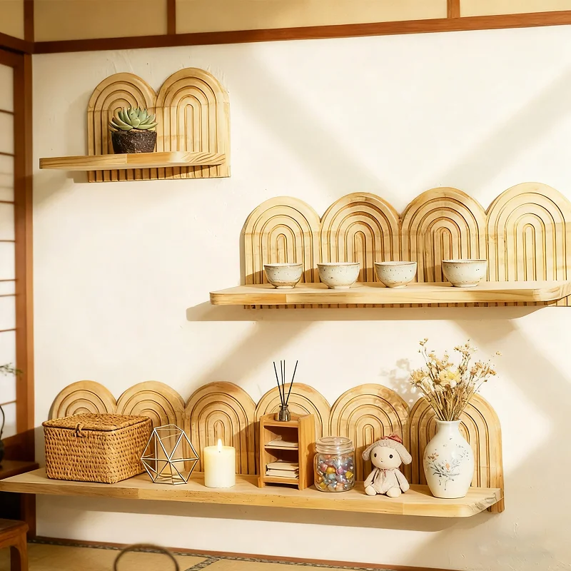 Wooden Floating Shelves Rustic Solid Wood Wall Mounted Corner Shelf Display Stand For Home Bathroom Bedroom Living Room Decor