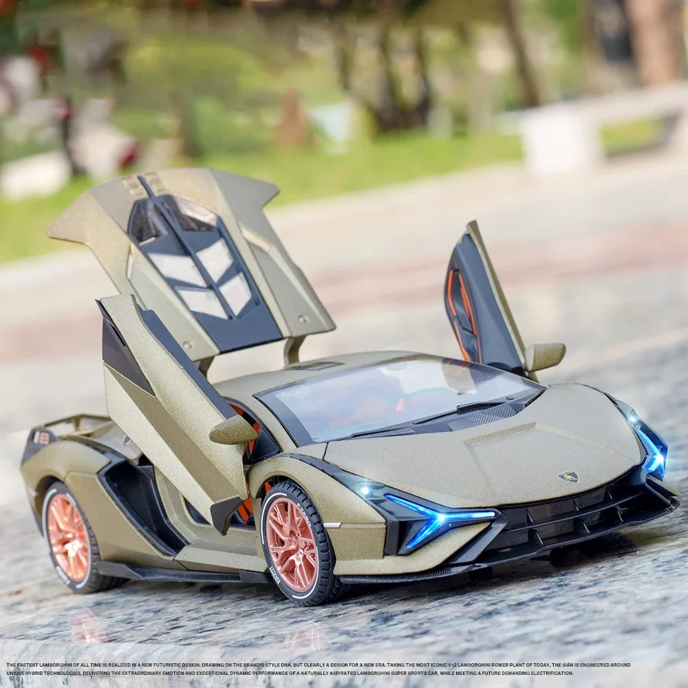 Mới 1:24 Lamborghinis Sian FKP37 Xe Ô Tô Thể Thao Mô Hình Xe Diecast Âm Thanh Siêu Xe Đua Nâng Đuôi Nóng Ô Tô Dành Cho Bé Trai, Trẻ quà Tặng