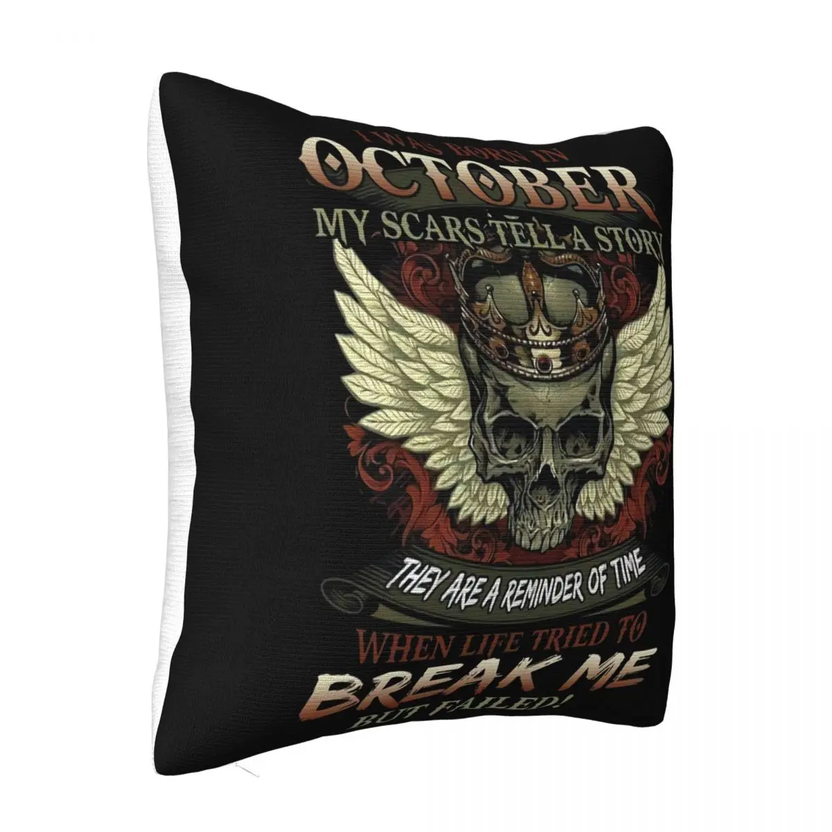 I Was Born In October My Scars Tell A Story Black Cotton Men S 3Xl Basic Design Pillow Case