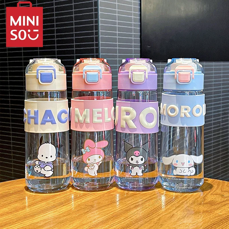 MINISO 490ml Sanrio children straight cup kuromi Melody water cup portable 620ml capacity cartoon water cup for outdoor fitness