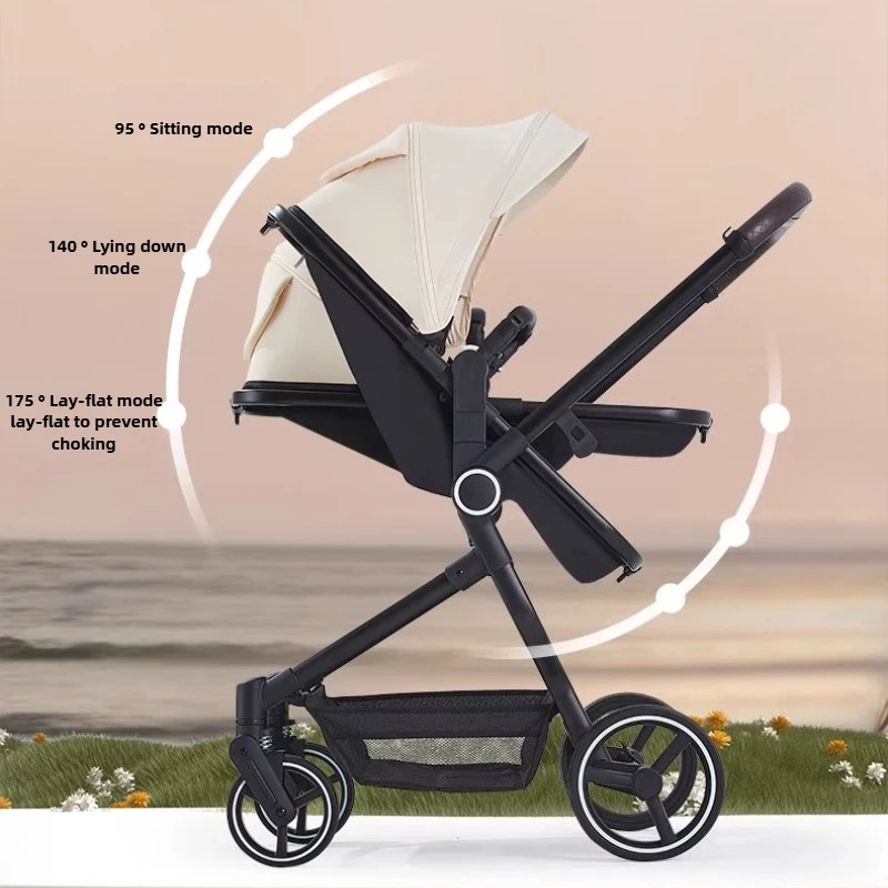 عربة أطفال متكاملة عالية الرؤية، يمكن الجلوس أو الاستلقاء، عربة سفر خارجية خفيفة للغاية وقابلة للطي