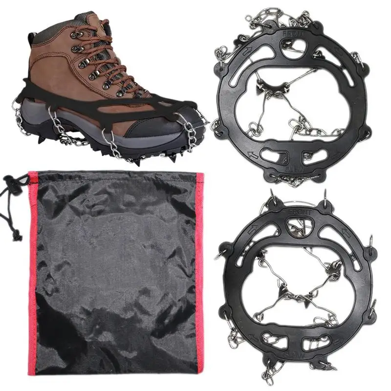 Crampons For Hiking Boots 8 Stainless-Steel Spikes Ice Snow Grips For Ice Fishing Ice Snow Grips Traction Cleats For Walking