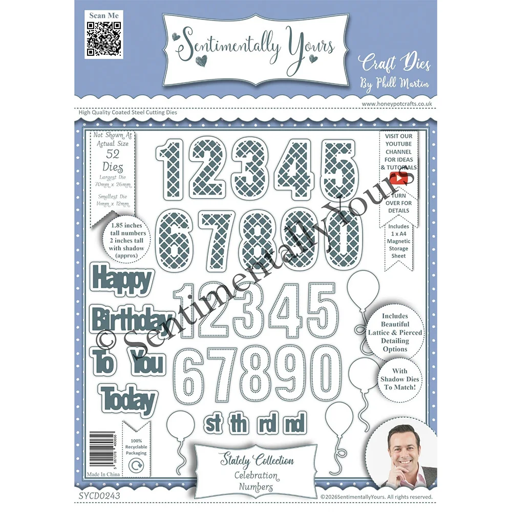 

Metal Cutting Dies Stately Celebration Numbers A4 Die Set New Essential Sentimentally Yours Stamp Dies DIY Scrapbook Card Molds