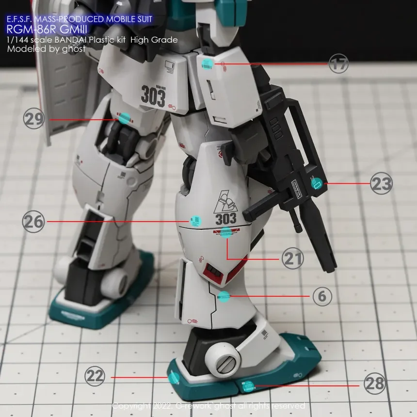 نموذج الشارات ل HGUC 1/144 RGM-86R GM III أطقم منمذجة شبح مخصص ملصق مائي HD الفلورسنت اللون ملصقات المياه لنموذج هواية DIY