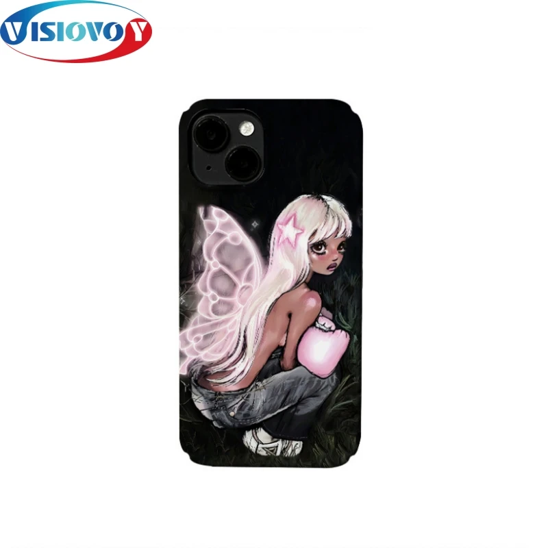 Angel Little Girl Love Stars Phone Case For Iphone 15 14 13 Pro Max Art Fashion Cartoon Phone Covers Back Cover Type Black Funda