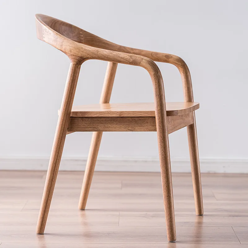 Wood Back Dining Chair Casual Cafe Chair Simple Armchair Office Desk Chair Wholesale Nordic Solid Home Furniture Modern Wooden
