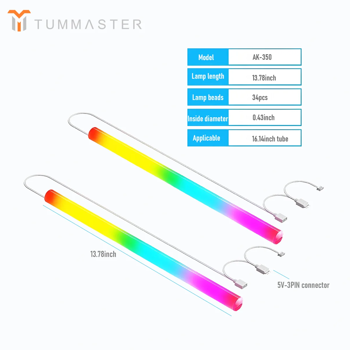 TUMMASTER ARGB funda de refrigeración por agua 5V3 pines tubo emisor de luz de refrigeración por agua de silicona suave para decoración de carcasa de PC funda de juegos