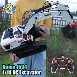 Huina 1/14 RC Excavator 1594 Alloy 2.4Ghz Radio Controlled Truck Car 22 Channel Engineering vehicle Toys for Boy Kid Gift