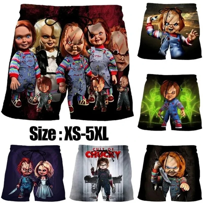 

Halloween Bride Of Chucky Fashion Shorts 3D Print Short Pant Men's Fun Summer Beach Outdoor Shorts Terror Pattern Popular Shorts