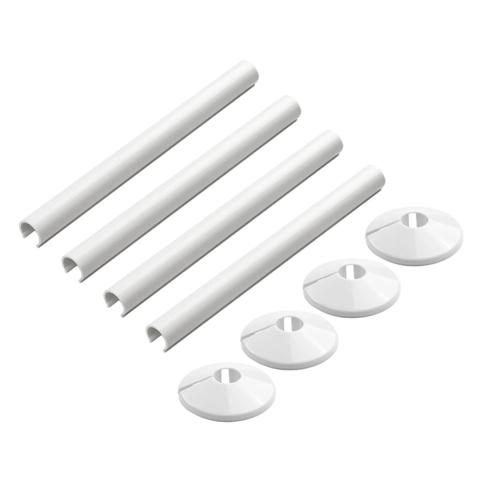 Set of 8 Radiator Pipe Covers and Collars for 15mm Pipes Featuring Chrome Effect Sleeves to Mask Bathroom Radiator Pipes