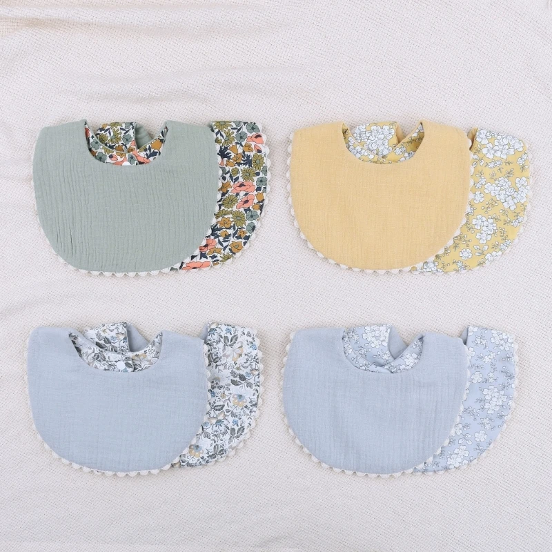 Thickening Cotton Gause Baby Bibs Absorbent Baby Lace Bib Newborn Accessories Burp Cloths Bandana Scarf Stuff For Boys Girls