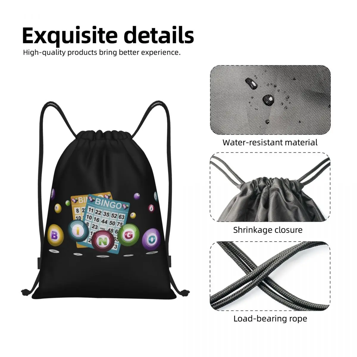 Custom Hot Game Bingo Drawstring Bag, Mochilas Yoga para Sports Gym, Mulheres e Homens, Compras