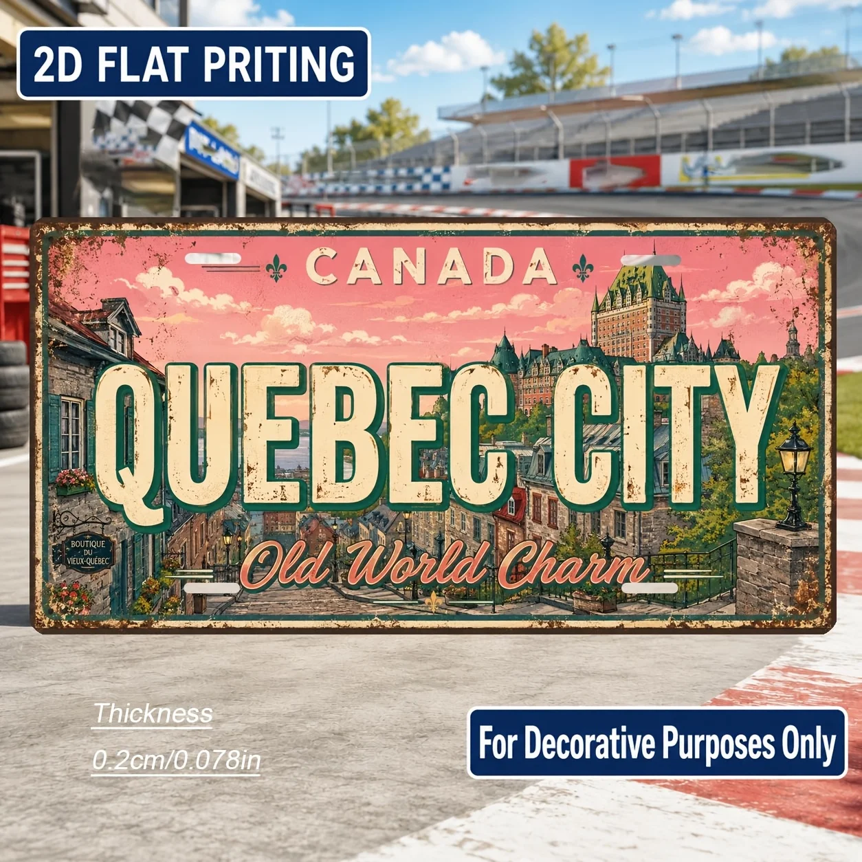 2D Flat - 【2D Flat】 2D Flat - [2D Flat] 2D Flat, 1pc, Quebec City Themed Vintage Sign, for Decorative Use Solely, Home Decor,