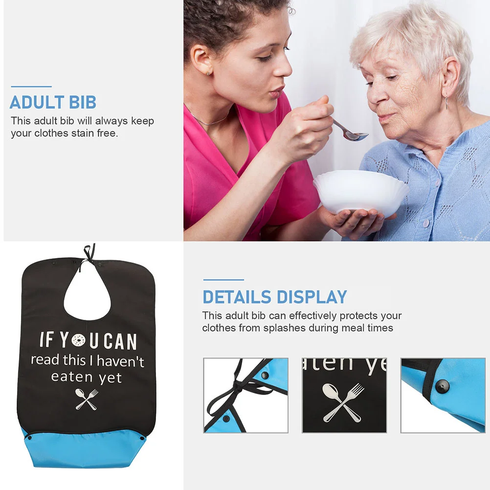 

2Pcs Waterproof Bib Adult Reusable Eating Protector Adjustable Tie Design for Elderly Patients Daily Use Washable Clothing Guard
