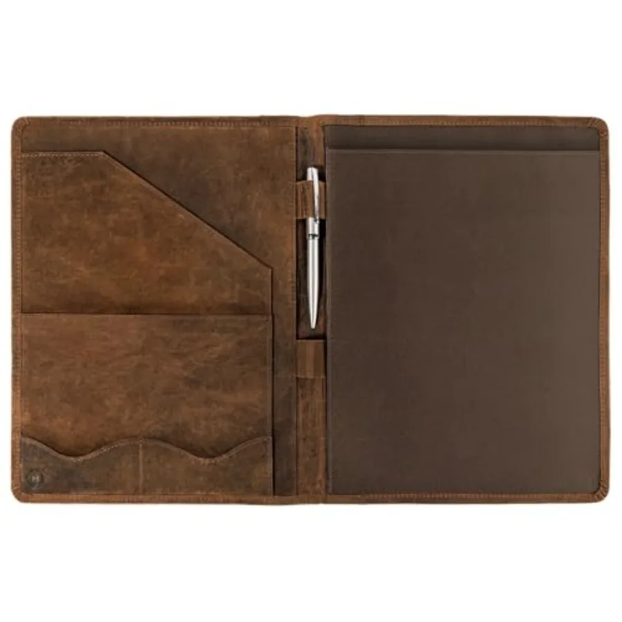 

Leather Portfolio Professional Organizer Padfolio Resume Folder with Luxury Pen - Leather Binder Portfolio Writing Pad with Bus