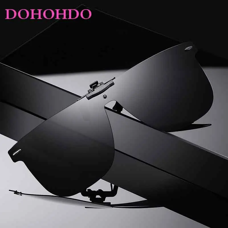 Polarized Clip On Sunglasses Metal Clips Men Car Driver Goggles Night Vision Glasses Anti Glare Vintage Safe Square Outdoo UV400