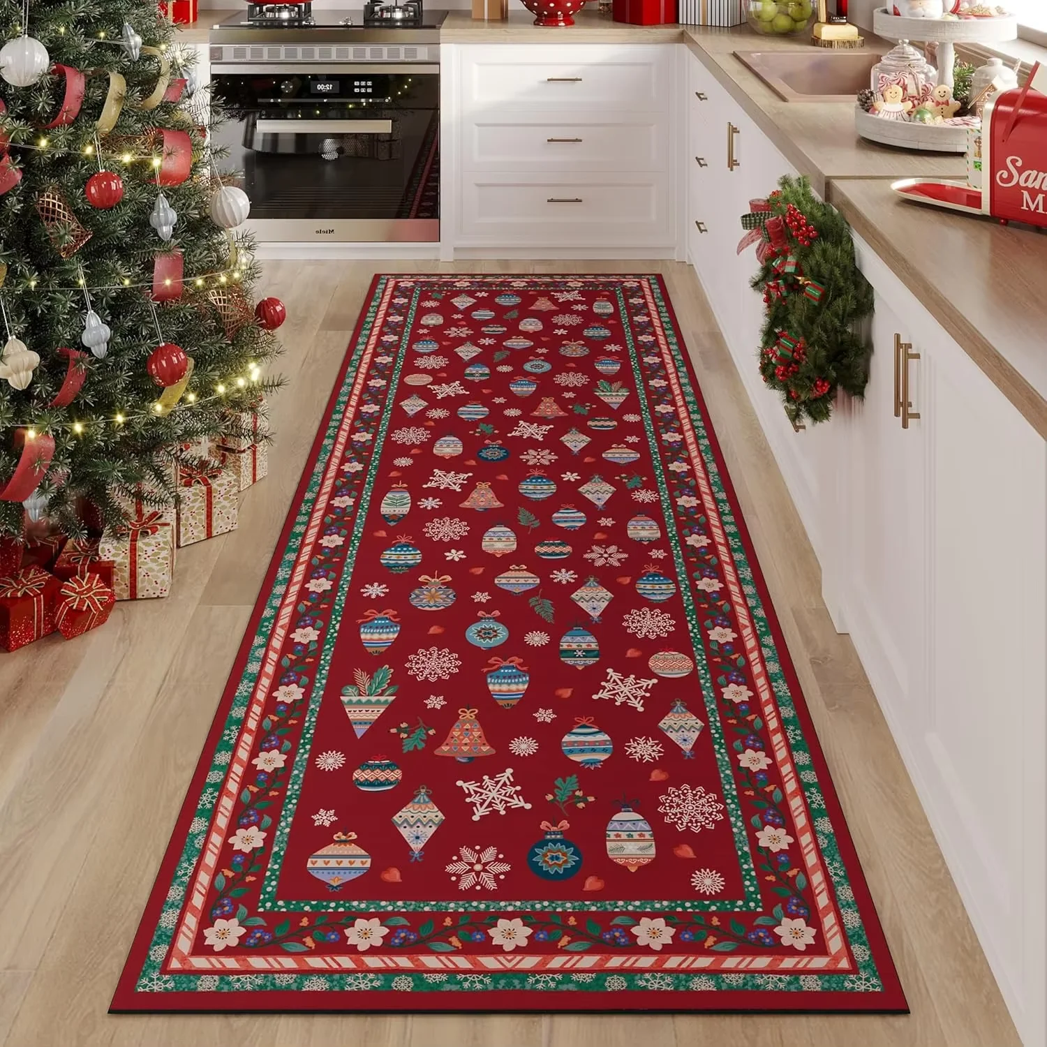 

VIKAMA Runner Rug for Hallways Kitchen Non Slip Machine Washable Carpets with Rubber Backing Soft Floral Rugs for Kitchen Decor