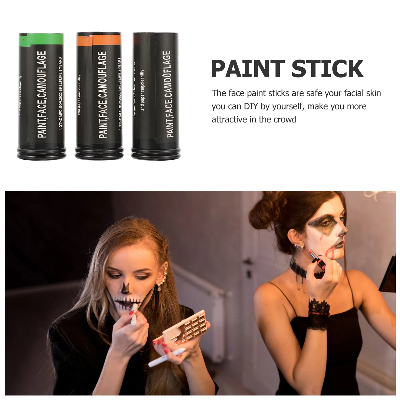 3 stücke Gesichtsfarbe Sticks Kit Gesichts Malerei Werkzeuge Für Festival Halloween Party Körper Kunst Make-Up Tragbare Leichte Design 126